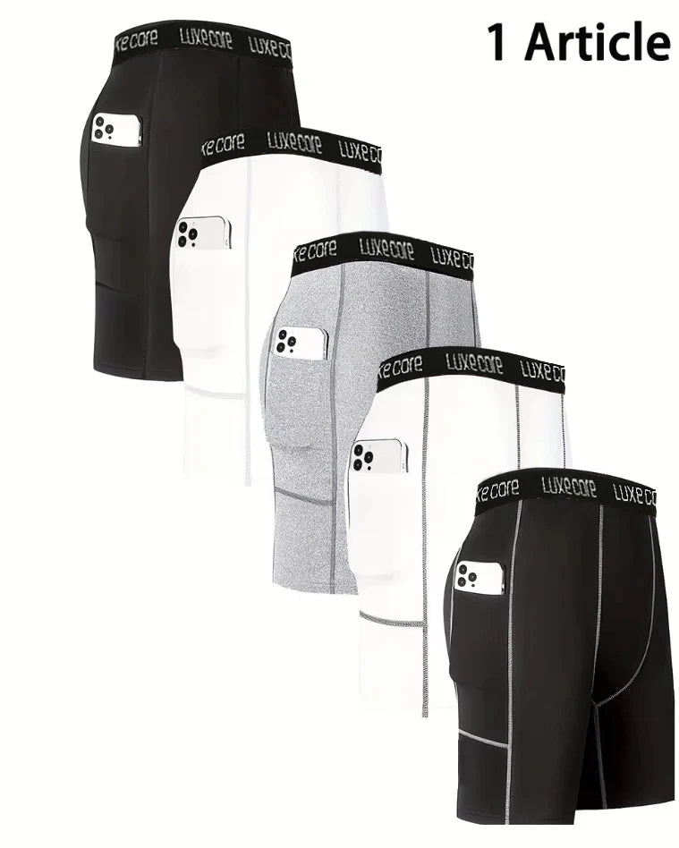 Men Sports Leggings Fitness Elastic Compression Tights Drying Quick Size Fitness Plus Pants Running Training Stretch Shorts