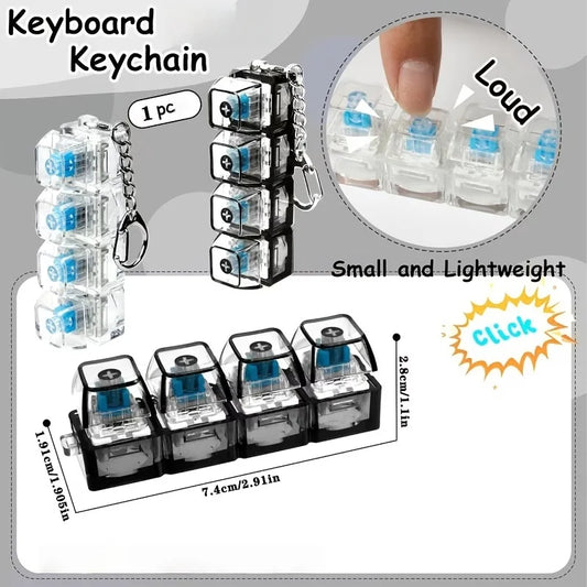 Mini bouton clavier lumineux anti-stress noir porte-cles Bonnaff