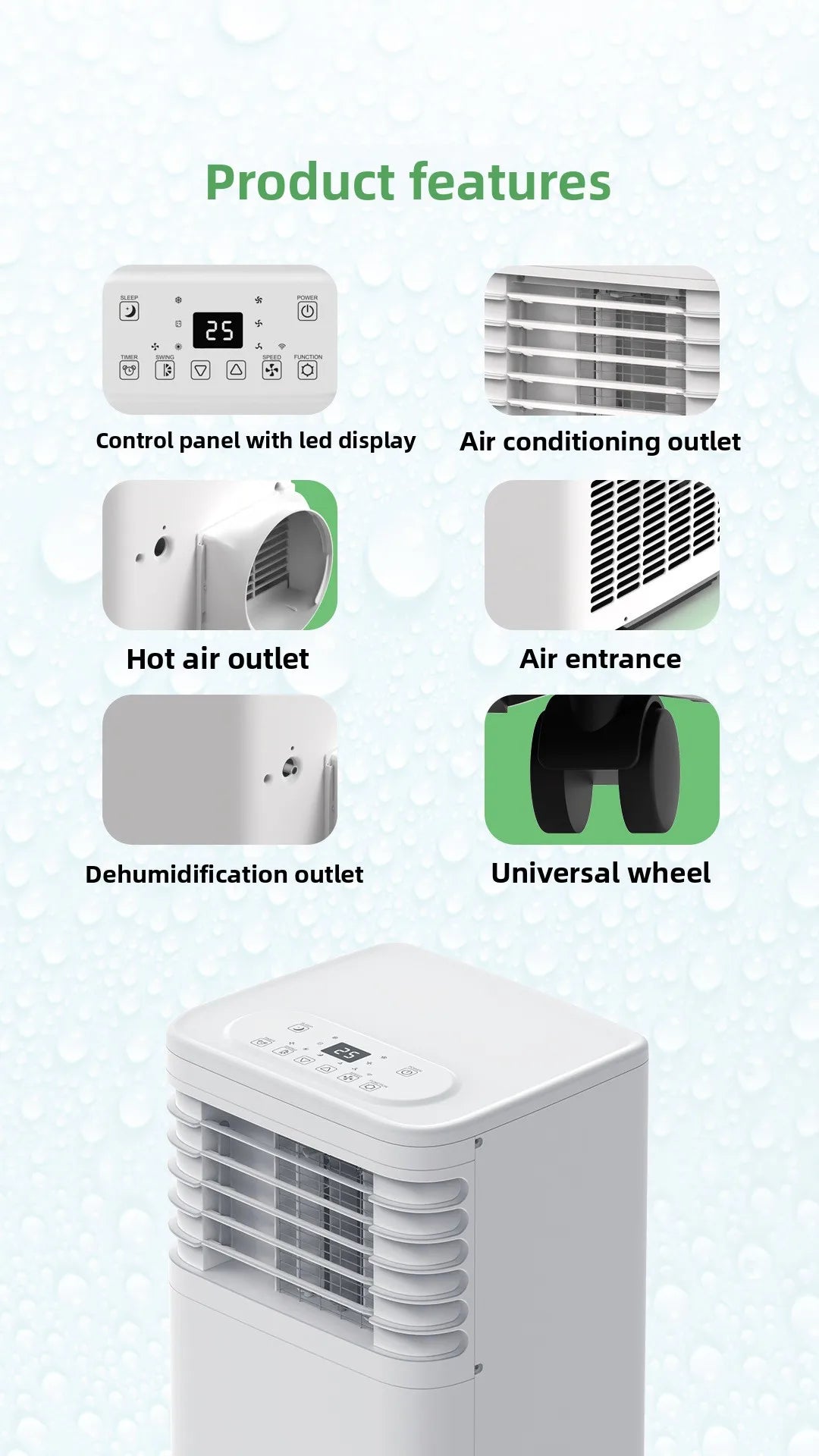 Portable 7000btu Electric Air Conditioning System New Mobile AC Cooler for Cars  Hotels-Plastic Cooling Only