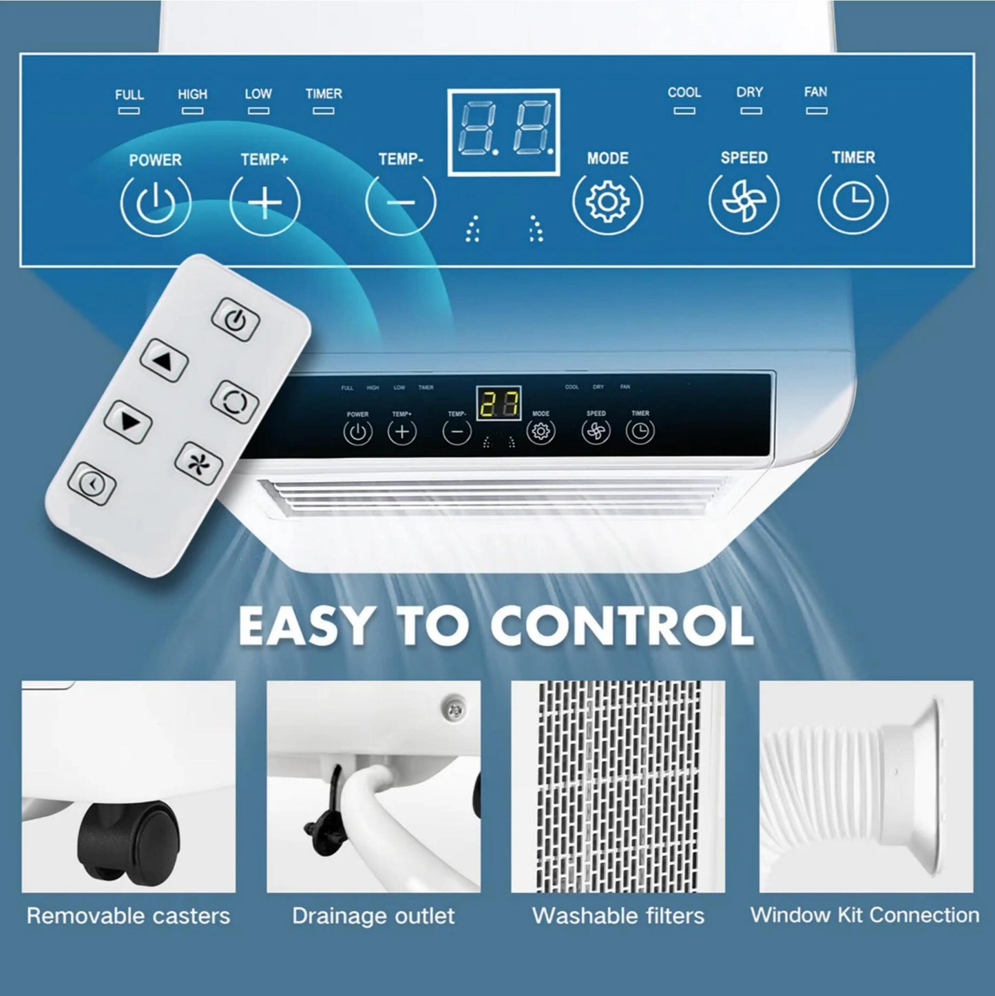Quality 7000BTU Smart Home Portable AC Electric Power Source for Household and Hotel Use with Cooling and Heating & WIFI